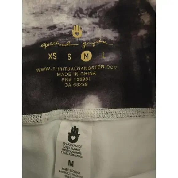 Spiritual Gangster Women's Black and White Tie-Dye Leggings, Size M - Picture 2 of 4